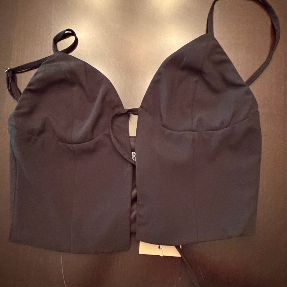 Tiger Mist Black Bralette with Thin Straps